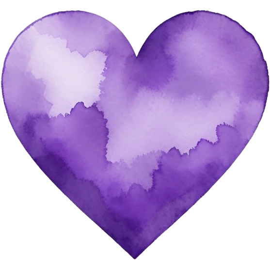 minimalist watercolor heart icon, monochromatic purple washes, soft bleeding edges, on textured white paper, serene and emotional, perfect for app icon, transparent background, flat lay --style raw --stylize 150 emoji
