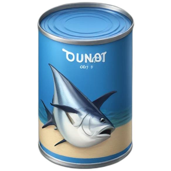Realistic small can of tuna showing the shape of a boat only blue colors emoji