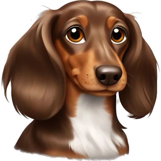Long hair brown dachshund with white spots emoji