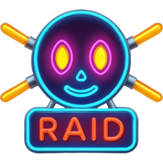  a neon sign that says RAID emoji