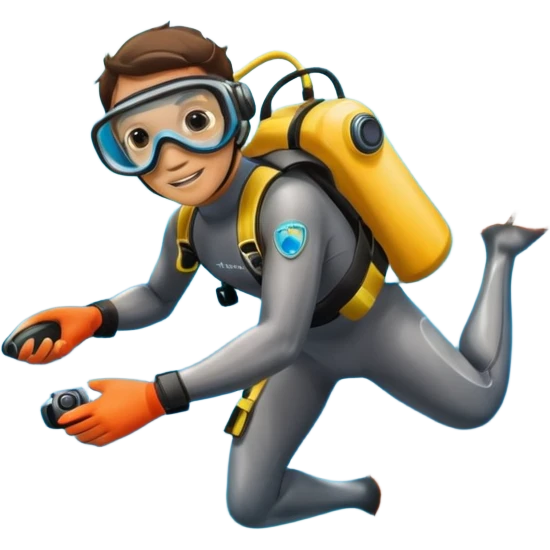 A brave dolphin diver in flippers and mask, exploring coral with a waterproof camera.

 emoji