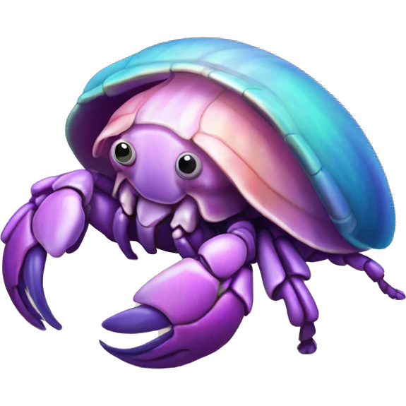Purple pink blue green smiling hermit crab less leggu emoji