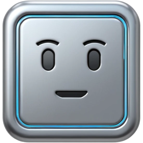 A futuristic microchip emoji made of polished silver chrome, minimal circuit details, smooth metallic surface, soft lighting, iOS emoji style, centered, clean white background emoji