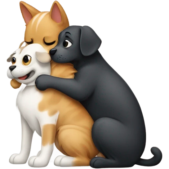 Dog hugging cat emoji