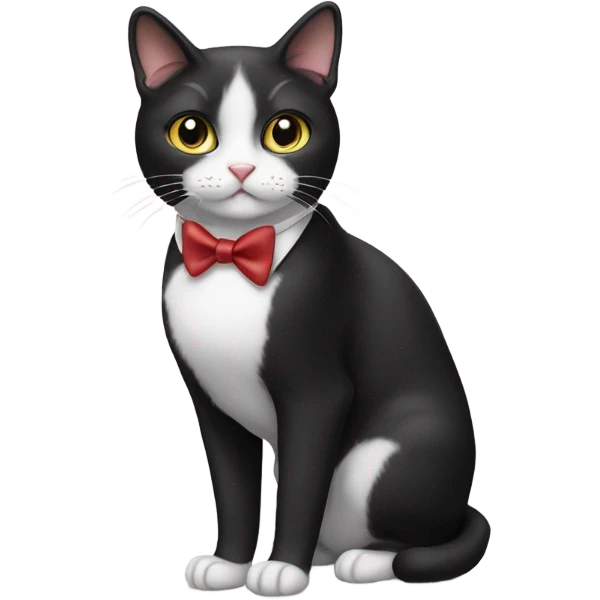 A tuxedo cat with a bow tie emoji