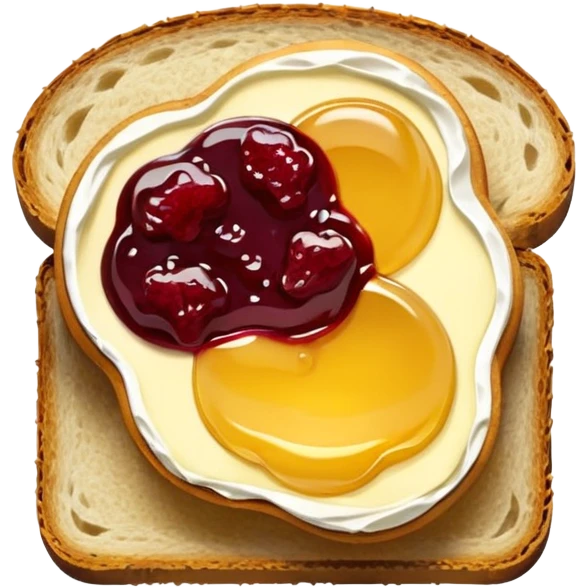 2 slices with pice of butter and jam on top  emoji