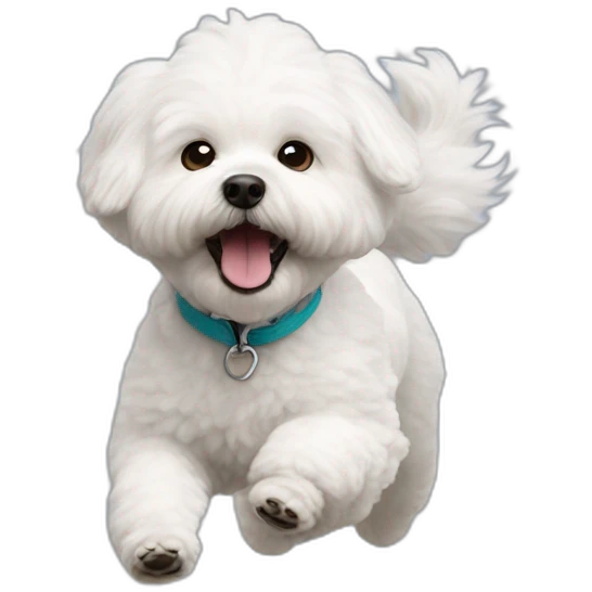 fluffy bichon frise running emoji