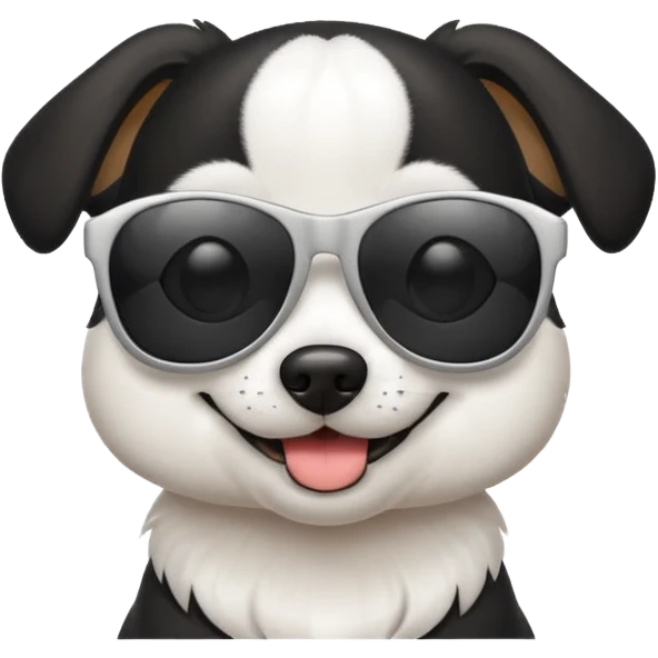 black and white dog wearing sunglasses emoji