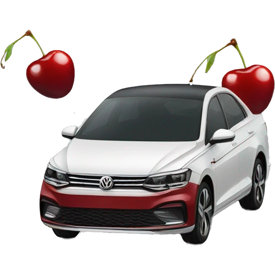 Volkswagen Virtus car with red cherry colour dual tone with white top emoji