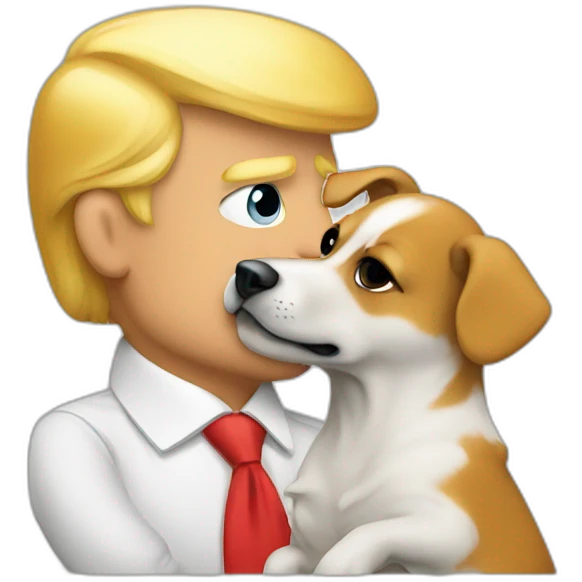 trump kissing a dog emoji
