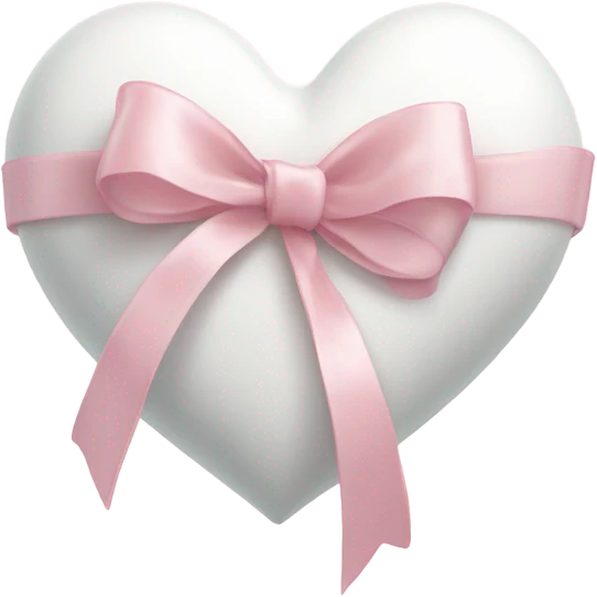 White heart with pink pastel ribbon emoji