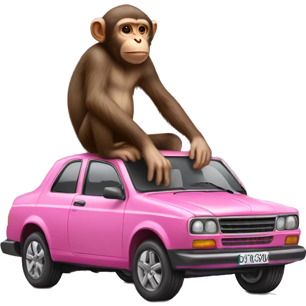 Monkey on the pink car emoji