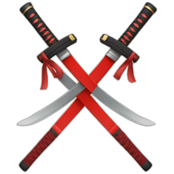 Crossed Japanese katanas with a red circle emoji