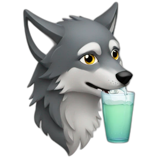 A wolf drinking emoji