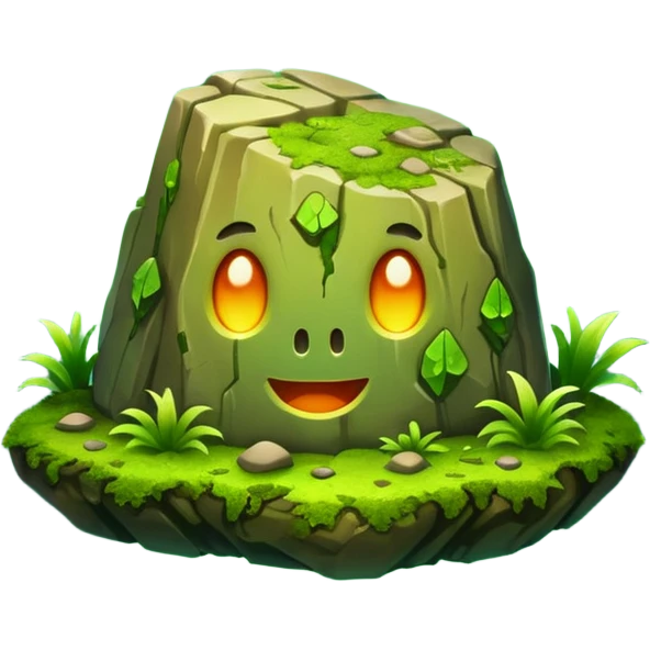 Floating mossy rock with glow emoji