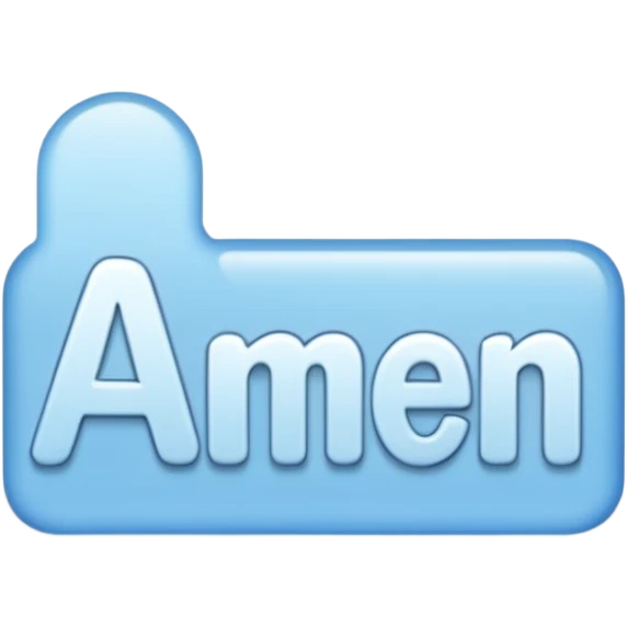 light blue word "AMEN" simple font in rectangle emoji