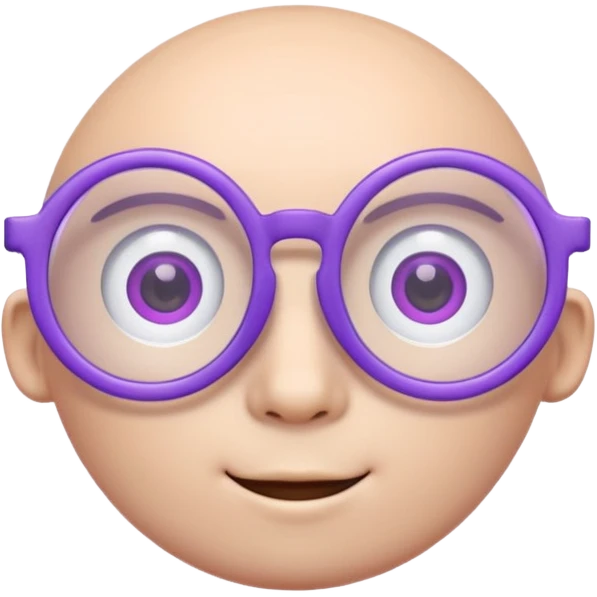 A 3D cartoon lavender-purple round spectacle with thin circular rims, clear lenses, soft shadow, Memoji-style rendering. emoji