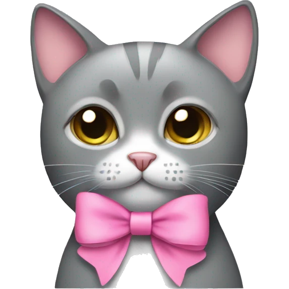 Grey cat with pink bow emoji