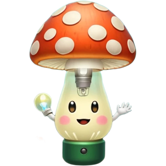 forest character with glowing lightbulb mushroom idea moment emoji