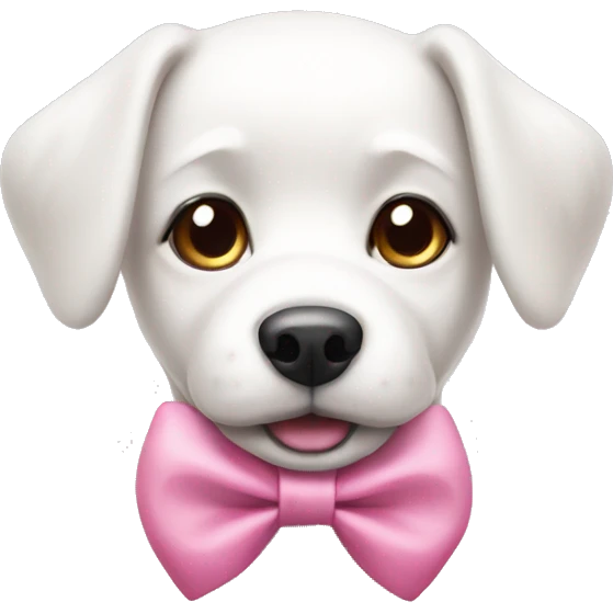 White dog with pink bow emoji