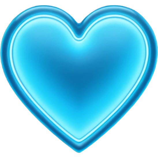 Light blue neon sign in the shape of a heart  emoji
