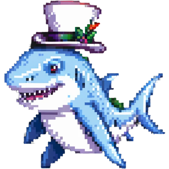 shark wearing a top hat emoji