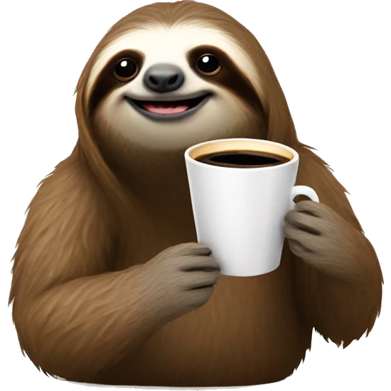 sloth with a coffee emoji