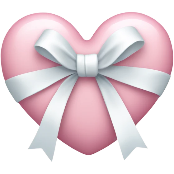 Pastel pink heart with white bow emoji