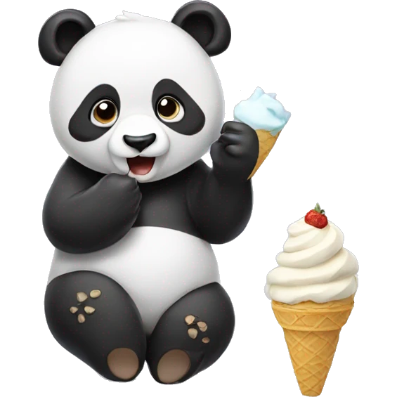Panda eating ice cream emoji