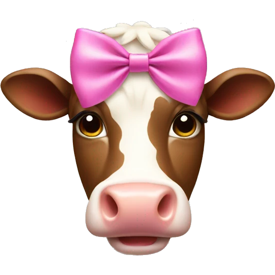 Cow wearing a pink bow emoji