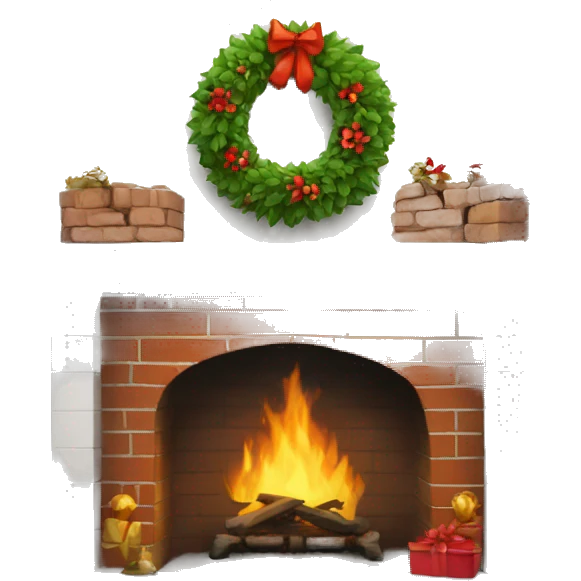 Brick Fireplace with wreath  emoji