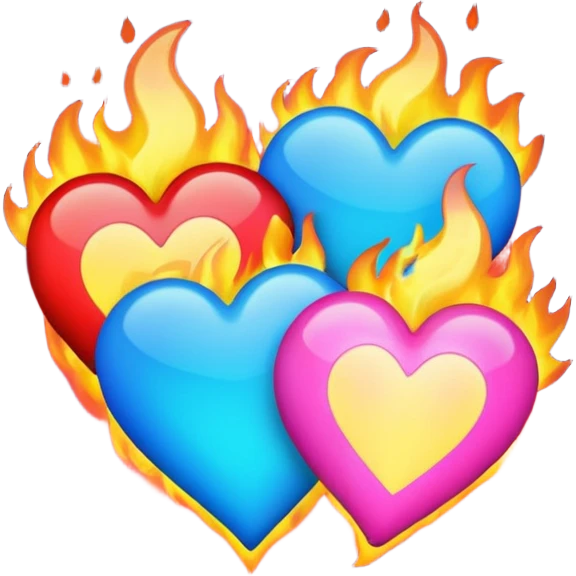 Make flaming hearts in all colours but heart would be separate nature emoji