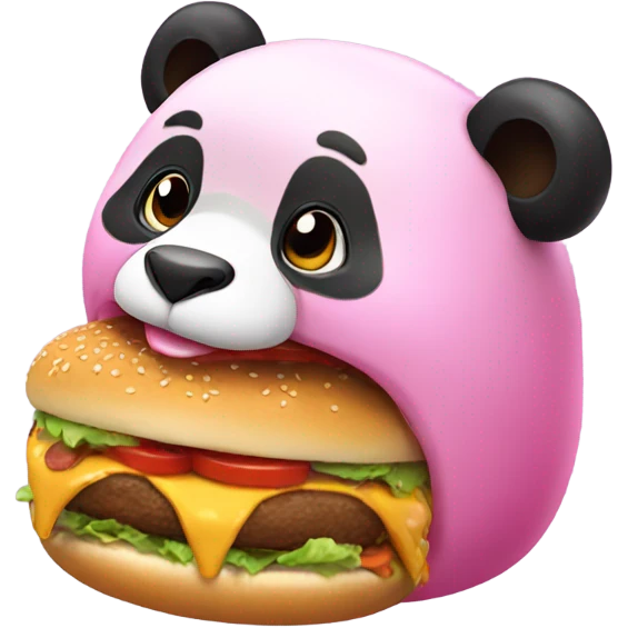 pink panda eating a burger emoji