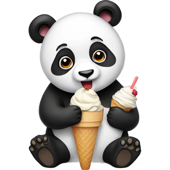 Panda eating ice cream emoji