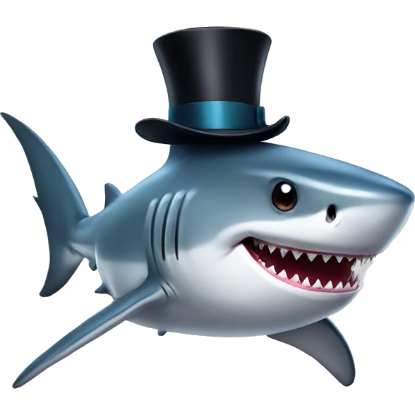 Shark with a top hat emoji