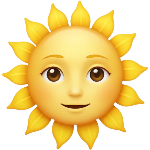 a yellow sun, bright and shining, smooth gradient colors, no facial features, simple white background, high-resolution.

 emoji