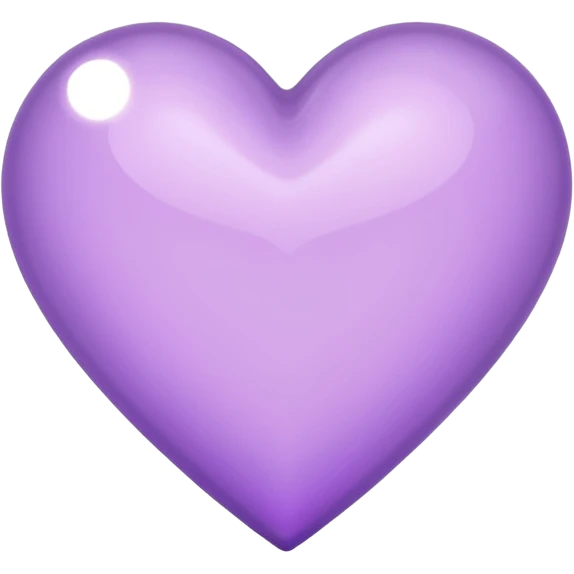 A light purple heart emoji that has the same shape as a normal heart emoji and light reflecting is from the tip of the heart emoji