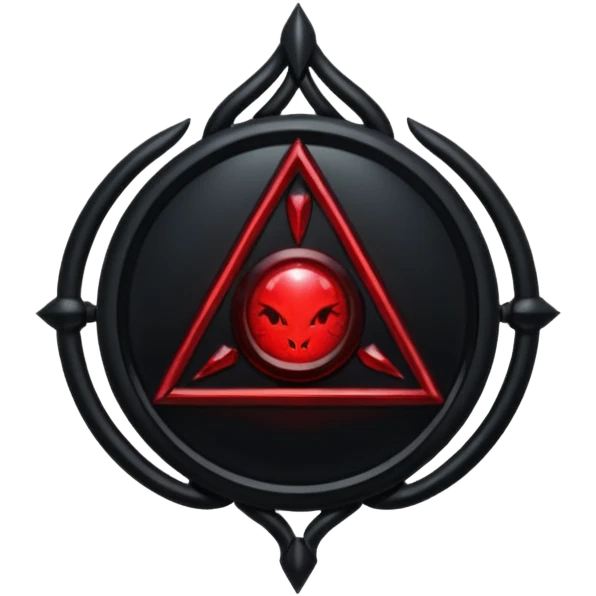 iOS sticker, dark fantasy amulet, black base, red symbol, minimal emoji