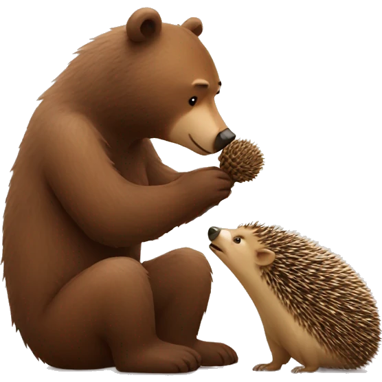 Bear kissing a hedgehog emoji