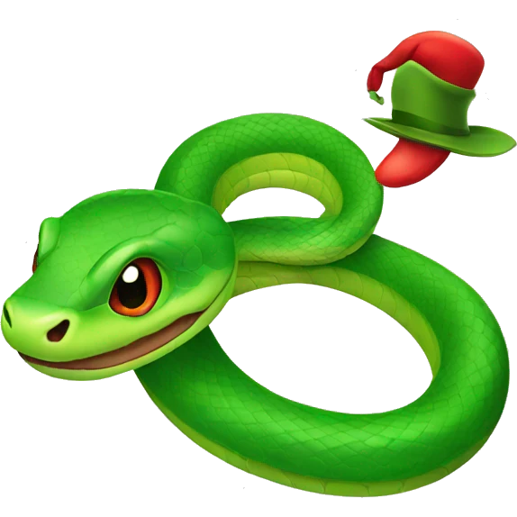 green snake with a red hat emoji