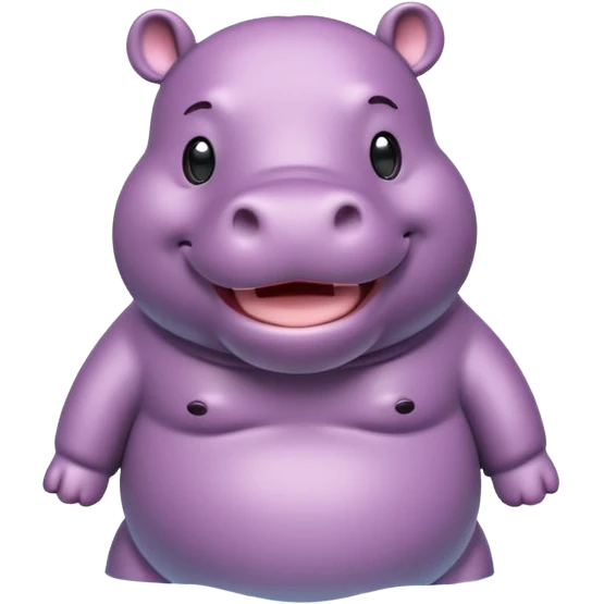 A 3D cartoon hippopotamus half-submerged in water, smiling gently, soft lighting, rounded body and glossy texture, cute Memoji-style look.Full body. emoji