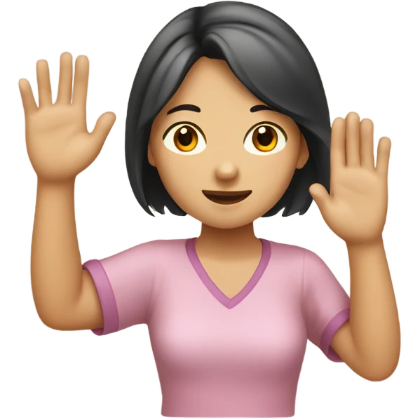 asian girl tan waving her hand emoji