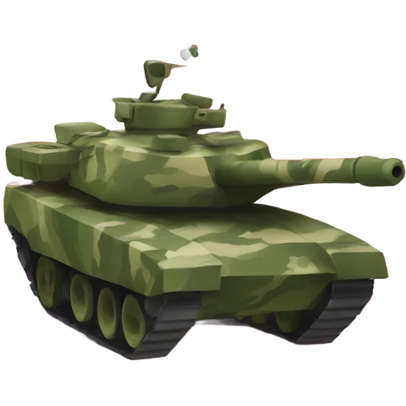 Camouflage cartoon tank with American flag emoji