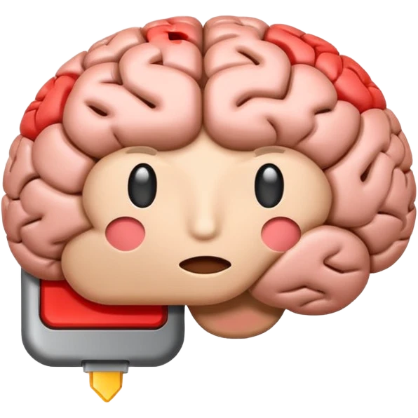 brain emoji with a low battery logo emoji