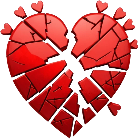"Realistic HD red broken heart, shattered pieces, no money present, empty and dramatic look, clean white background." emoji