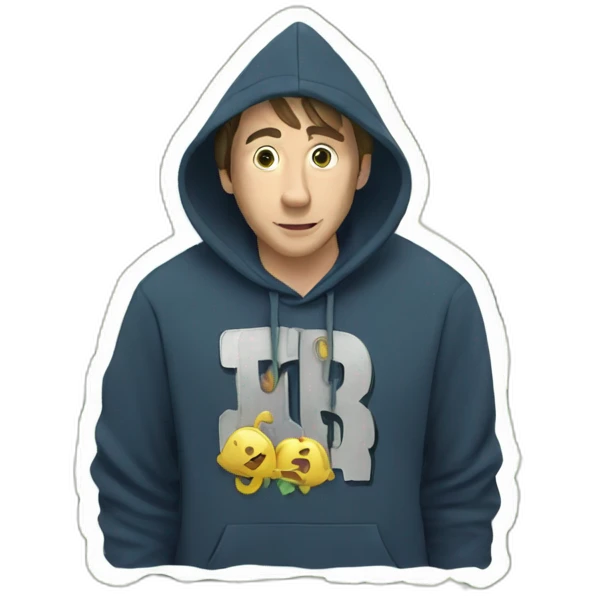 man with a hoodie with "Mr. Beast written on it" and money coming out of his ears emoji