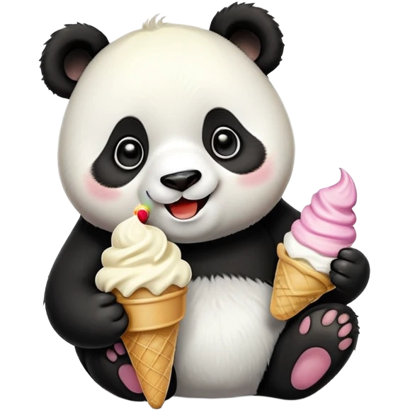 Panda eating ice cream emoji