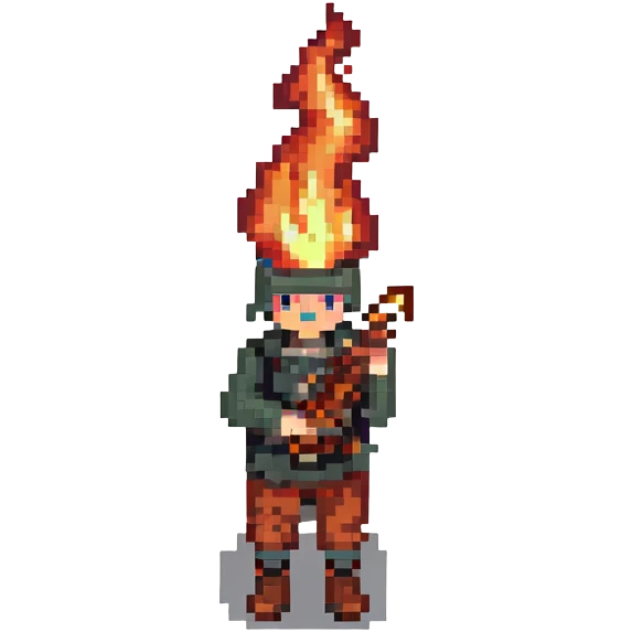 a boy holding fire emoji