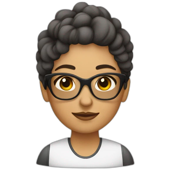 Mujer con pelo blanco corto y gafas emoji