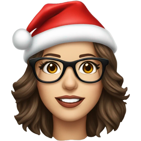 Kate Beckinsale with glasses  and santa hat emoji